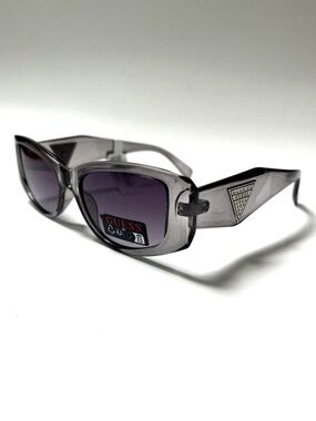 New GUESS Slim Geo Sunglasses GO00086 Acetate Gray Silver Logo Rhinestone